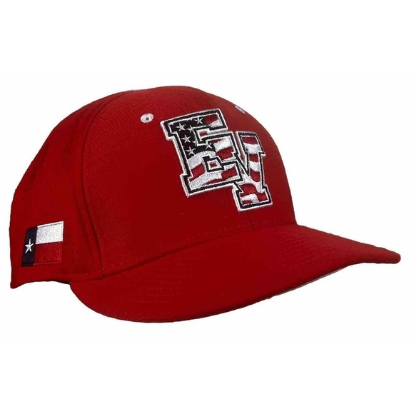 Douglas Nike Fitted Baseball Cap Red White & Blue EV Font w Texas Flag Patch Hat - Picture 4 of 6